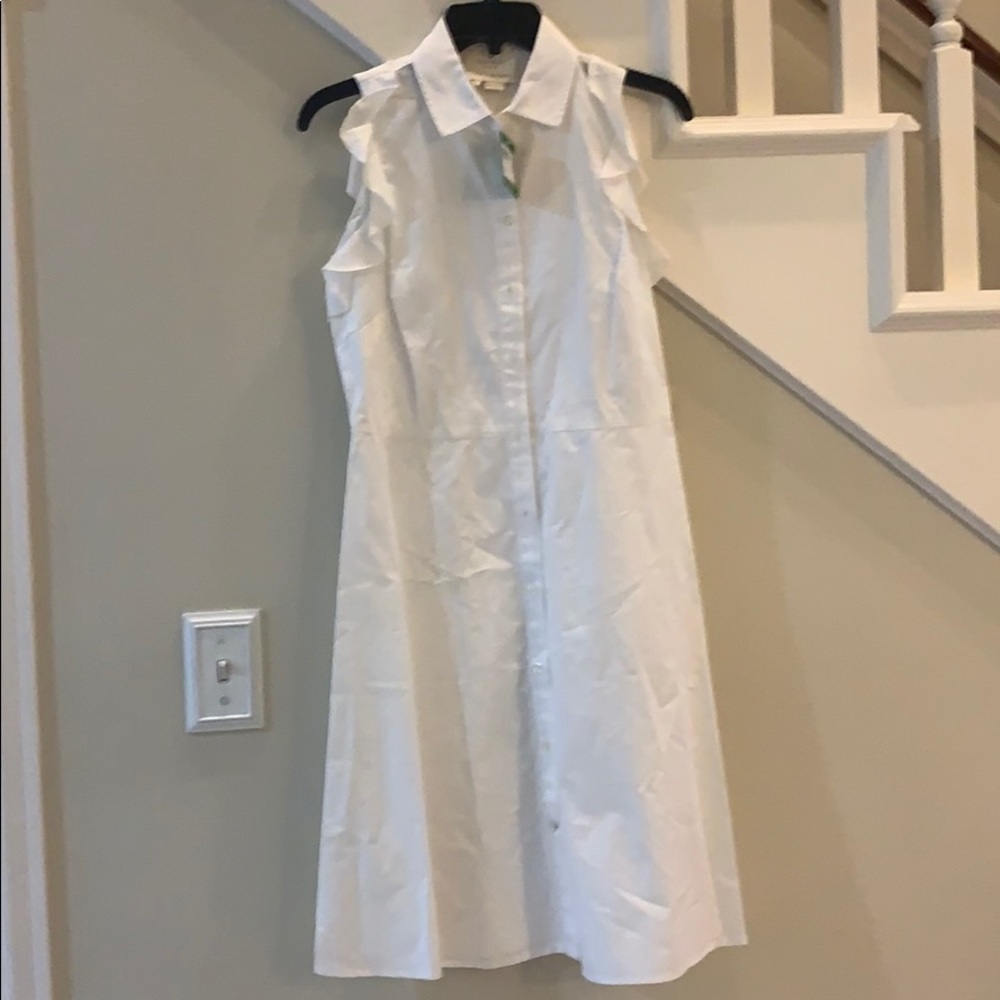 NEW Kate Spade White Ruffle Dress Shirt Dress 2